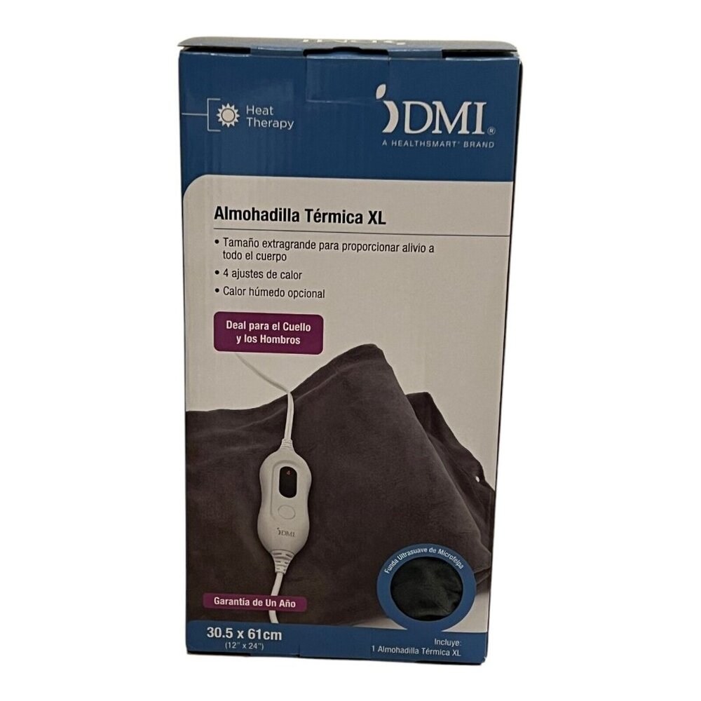 DMI XL Electric 4 Heat Setting Heating Pad Gray 12”x24” Extra Large NEW